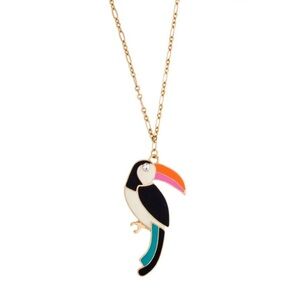 Kate Spade Toucan For The Birds 14K Plated Long Necklace Beach Tropical Boho